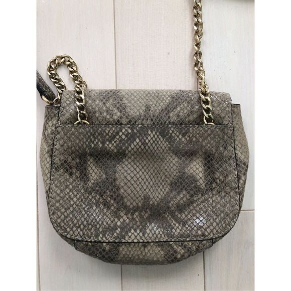 Michael Kors Women's Snakeskin Leather Crossbody Bag Tan - Picture 2 of 4